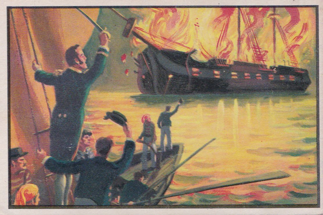 1954 Bowman U.S. Navy Victories Stephen Decatur Burns the Philadelphia